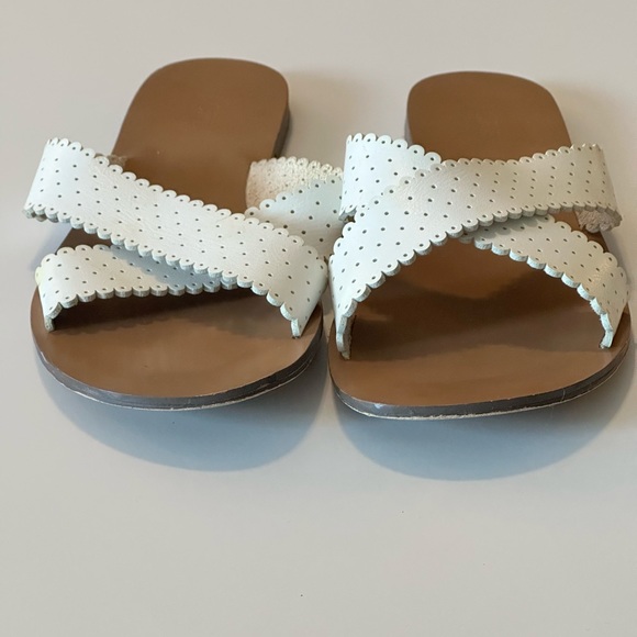 J. Crew White Leather Cross Strap Slide Sandals - Picture 6 of 8